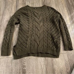 Express dark green cable knit sweater size small